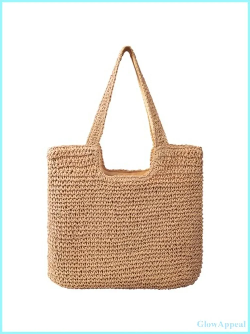 Straw Beach Tote Bag with Zipper Woven Shoulder Handbag for Summer Vacations